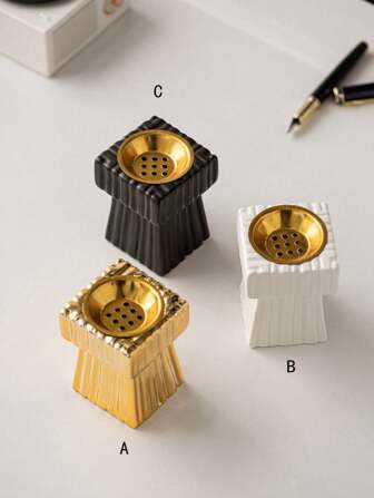 1pc Square Ceramic Incense Burner, Luxurious Retro Style, Arabic Oud Burner, Fragrance Diffuser, Suitable For Home, Bedroom, Living Room, Office, Festivals, Hotels, Decorations