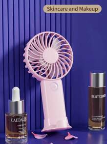 1pc Usb Rechargeable Three-Leaf Fan With Stand,Can Be Used As A Phone/Tablet Holder, Cute Design Suitable For Both Boys And Girls. Ideal Gift For Women, Perfect For Outdoor Activities, Beach, Office, School, Home [Summer Cooling Fan]