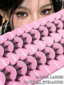 10 pares de pestañas de cómic Pestañas falsas naturales transparentes y dispersas Herramientas de maquillaje para juegos de roles Herramientas esenciales para viajes, belleza, maquillaje, encanto y elegancia