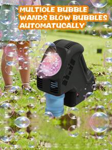 Máquina de burbujas automática de mano para niños, juguete con múltiples agujeros, 2 opciones de color (Baterías y solución de burbujas no incluidas)