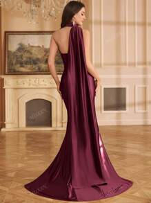 MUXXN Elegante vestido formal de cola de pez de longitud hasta el suelo con cuello asimétrico, para invitados de boda, ceremonia de graduación, cena de gala, fiesta, para la noche