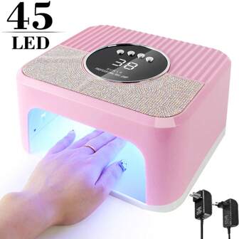 LIMEGIRL Nueva lámpara de uñas con diamantes adhesivos, secador de uñas con 45 LED para curar esmalte de uñas en gel, luz LED UV, con pantalla LCD de sensor automático y 4 temporizadores para herramienta profesional de arte de uñas. Accesorios para salón de uñas de uñas de dedos y pies. rizador de pelo
rizador pelo
rulos pelo lampara para uñas lámpara uv led uñas lampara de uñas