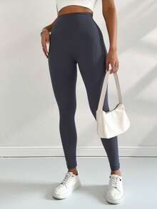 Leggins para dama cómodos para hacer deporte varios colores cómodos flexibles gran calidad  Liso  Casual - Gris Oscuro - Ver 3