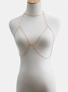 1 pieza Cadena para el pecho de moda sexy de Europa y Estados Unidos, accesorio de lencería sexy de cadena corporal de verano con diseño geométrico de alta gama para sesiones fotográficas callejeras