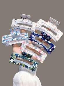 1 szt./3 szt./6 szt. Damskie spinki do włosów z drobnym kwiatowym nadrukiem, świeże i słodkie akcesoria do włosów do upięć, spinka do włosów, spinka do włosów na jesień i zimę do strojów wakacyjnych dla kobiet - Wielokolorowe - Zobacz 17