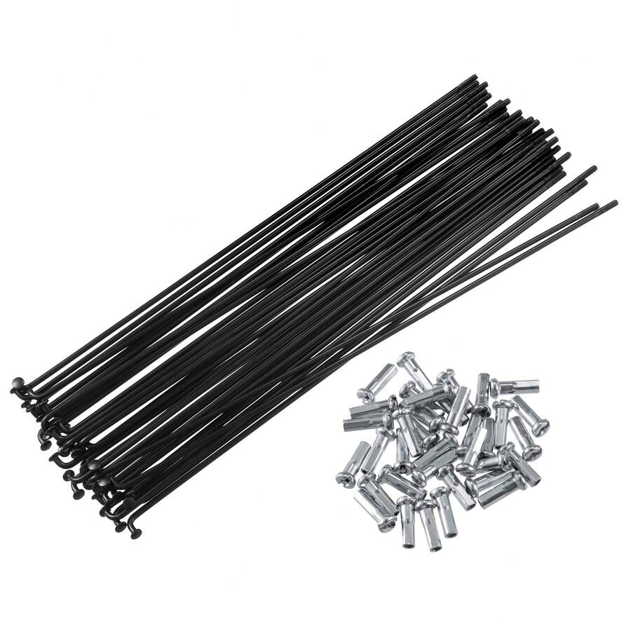 Bicycle Spokes Metal Bike Spoke With Nipples For Most Bicycle - 黑色14G 40片金屬 - 查看 1