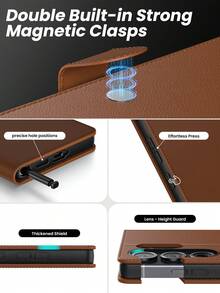 Brown Multifunctional Wallet Phone Case, PU Material Android Phone Case, Waterproof Shockproof Anti-Fall Anti-Scratch Full Coverage - Brown - View 3