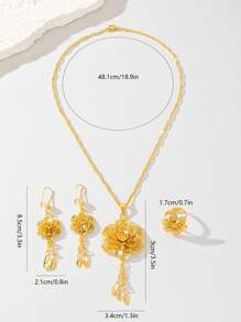 Conjunto de joyería de mujer elegante y dulce, con colgante, pendientes y anillo, chapado en cobre de 24k, adecuado para joyería de boda, regalo para la madre