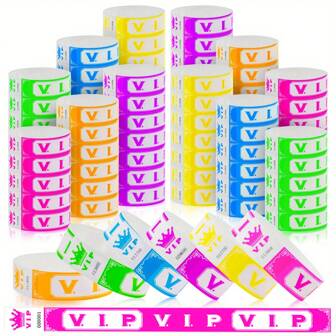 100/600pc Waterproof Activity Bracelet Wristband With Numbering, Lightweight Identification Wristband, Neon Color, For Events, Music Festivals, Holiday Celebrations