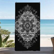 1 PC Geometric Patterns Ultra-Fine Fiber Magnetic Fixed Beach Towel, Fast Drying Super Absorbent Lightweight Travel Towel, Multi-Color Printed Swimming Towel, Camping Towel, Swimming Pool, Water Sports, Yoga, Gym, Backpack