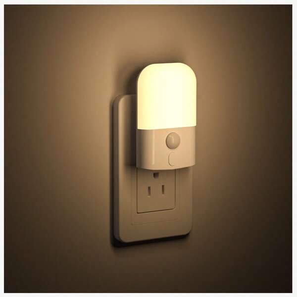 LED-Nachtlichter zum Anschließen an die Wand, [2 Packungen] Dimmbares LED-Nachtlicht mit Bewegungssensoren, Nachtlichter mit einstellbarer Helligkeit von 0–15 lm, Automatisches Nachtlicht in sanftem Weiß (3000 K) für Kinder, Flur