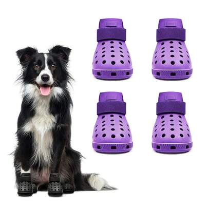 Zapatos para perros para pavimento caliente - Adecuados para perros pequeños, medianos y grandes, botas para perros protectoras de las patas, fáciles de poner y quitar, antideslizantes, impermeables, fáciles de limpiar, botas para perros para playa y nieve en verano