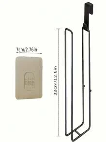 1pc Self-Adhesive Toilet Paper Holder, Black Iron Bathroom Tissue Roll Dispenser With Towel Bar, No-Drill Wall Mount For Kitchen And Bathroom Organization And Storage