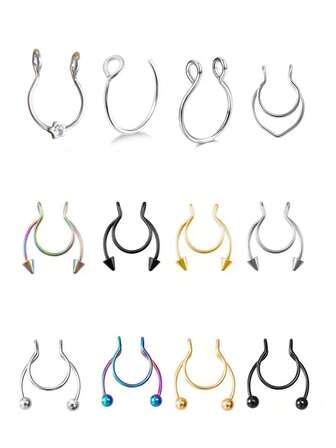 1 件时尚无穿孔鼻夹鼻环，U 型鼻环鼻饰配件