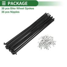 Bicycle Spokes Carbon Steel Bike Spoke With Nipples For Most Bicycle - 黑色 195mm 14G 36件碳鋼 - 查看 5