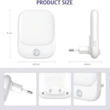 1/2 pièces Prise de veilleuse avec capteur de mouvement, pack de 2 veilleuses pour enfants avec 3 modes (auto/éteint/allumé), 5 niveaux de luminosité variable pour la chambre d'enfants, la chambre à coucher, les escaliers
