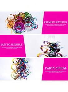 6pcs Magenta/Blue/Yellow Spiral Streamer Hanging Decorations, PVC Curly Garlands For Windows, Corridors, Ceilings, No Electricity Needed, No Feathers, Suitable For Birthday, Wedding, New Year, Graduation, General Party Decor