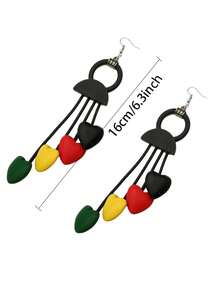 MARLIWOO 1 paire de boucles d'oreilles longues de style bohème coloré en forme de cœur. Bijoux de mode pour femmes - Multicolore - Voir 2