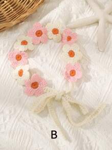 1 buc. Bentiță de păr tricotată cu motive de floarea soarelui în stil boho, potrivită pentru călătorii, purtare zilnică și ședințe foto, bandă de păr cu turban, bandă de transpirație, bandă de păr