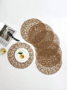 1-12pcs Handmade Woven Paper Placemats, Heat Insulation Coasters, Round Table Mats For Room Decor, Dining Table Decor, Home Decor, Suitable For Festivals, Parties, Birthdays, Weddings, And Dinners