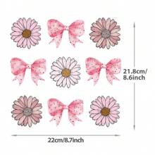 Naklejki na kalkomanie z motylem i kokardą Daisy do majsterkowania, do toreb, czapek, ubrań, zasłon, dywanów, do prasowania metodą termotransferu, materiał polietylenowy, zmywalny, nieblaknący