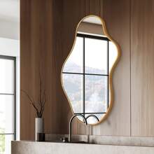 Modern Asymmetrical Wall Mirror, Asymmetrical Decoration, Abstract Aviation Anti-Breakage Aluminum Alloy Frame Wall Mirror, Living Room, Bathroom, Bedroom, Wardrobe Room, Entrance Passage Decorative Wave Mirror Home Decor Back To School Room Decor School Supplies