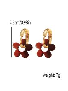 2 pièces Boucles d'oreilles pendantes vintage fleuries, multicolore en émail, convient pour le port quotidien des femmes