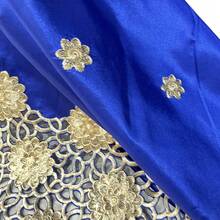 Sequin Lace Embroidery Mesh George Fabric Wedding Bridal African Lace Fabric Fashion Women Party 3/5 Yards Blue White - Blue - View 3