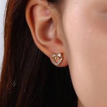 TUANZISP 22pcs Set Women's Gold Plated Copper Stud Earrings With Zirconia, Butterfly, Heart, Star, Crown, Snowflake, Geometric Designs, Versatile Fashion Jewelry, Elegant Vintage Luxury Gift For Women