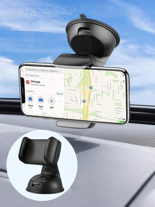 Suporte de silicone para celular com ventosa para carro - Rotação de 360°, compatível com painel e para-brisa, forte sucção a vácuo, fácil de instalar, braço ajustável que se estende até 90 mm, adequado para celulares de 3,5 a 6 polegadas, material ABS