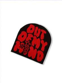 Out Of My Mind Jacquard Knit Beanie Hat, Warm Winter Sports Fashion Ski Cap