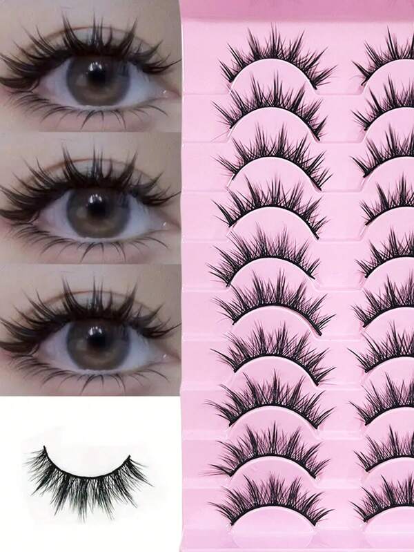 10 Pairs/5 Pairs Lightweight False Eyelashes Set - Wispy, Fluffy, Spiky 3D Volume Fake Lashes For Natural To Dramatic Look - Cosplay Style
