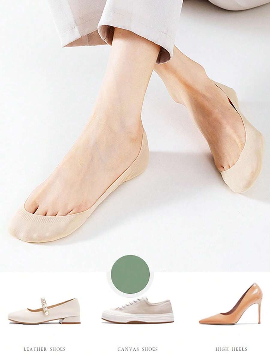1 Paio di calzini senza solette invisibili con supporto dell'arco plantare per donna, copertura totale del piede con cuscinetti in schiuma morbida, assorbimento degli urti, traspiranti, comodi e adatti a vari tipi di scarpe