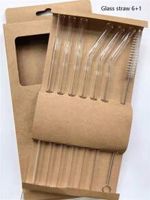 1 JUEGO Surtido de Pajitas de Vidrio Transparente, Pajitas de Vidrio Transparente Recalentables, Pajitas de Colores Creativas para Batidos, Cócteles y Bebidas - Resistentes al Calor y Saludables - Cepillo de Limpieza Incluido (Varias Combinaciones), Útiles Escolares