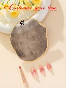 1 pieza Paleta de exhibición de colores de uñas personalizada de resina, Tablero de muestrario de colores de uñas de resina con apariencia de ágata redonda, Herramienta de mezcla de esmalte de uñas, Adecuado para mujeres y niñas