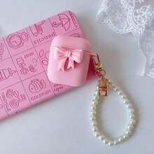 3D Rosa Rosett Matt Silikon Mjukt Skyddsfodral Kompatibelt Med Apple Pro 3/4:e Gen, Trådlösa Hörlurar, Present Till Flickvännen - Rosa frostad liten rosett - Visa 6