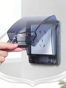 1个装86型粘贴式防水插座盒浴室防水开关罩插座盖插头防水保护盒卡扣式鱼盖卫生间厨房低位防震罩