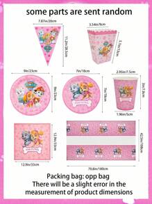 Paw Patrol Paw Patrol Serie rosa-farbenes tägliches Perlen-Thema Einweg-Geschirr für Partydekoration, Party-Event Foto-Dekoration Artikel, Geburtstags-Party und Feiertags-Party Einweg-Geschirr, geeignet für Familientreffen, Verwandten- und Freundetreffen, Gender-Enthüllungs-Party-Events, Halloween, Thanksgiving, Valentinstag, Weihnachten, Schulanfangszeit