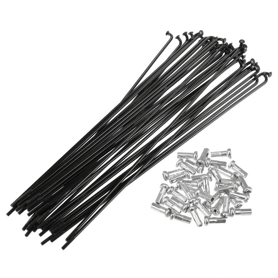Bicycle Spokes Metal Bike Spoke With Nipples For Most Bicycle - 黑色,銀色 176mm 14G 36Pcs 金屬 - 查看 1