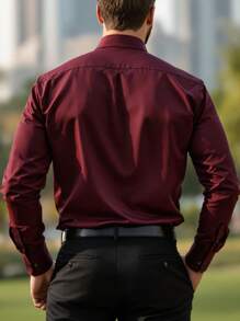 قميص كلاسيكي وبسيط للمكتب بأكمام طويلة، متعدد الاستخدامات وأنيق للعمل والأوقات العادية، خريف