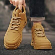 New High-Top Boots For Men, Work Shoes, And Versatile, Thick Sole Casual Sneakers And Short Boots - Khaki - View 5