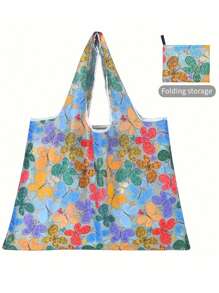 10pcs Reusable Foldable Polyester Shopping Bags With Fashionable Patterns, Suitable For High-Quality Shopping, Reusable Shopping Bags
