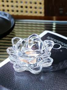 1pc Transparent Glass Lotus Candle Holder Fuel Supplies Butter Lamp Household Candle Base Holiday Wedding Ornaments