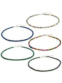Collar de cadena de clavícula de estilo Y2K con piedra natural de aquamarina, joyería de collar de cuentas de topacio de 4 mm de colores, adecuado para uso diario y conjuntos