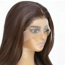 Brown 13x6 Synthetic Lace Front Wigs For Women 18 Inch Medium Long Wavy Curtain Bangs Glueless Kanekalon Hair Resistant Synthetic Hair Wigs Middle Part 150% Density Lace Wavy Wig Daily Wear Natural Hairline Glueless Wigs For Fashion Women Girls Party Vacation Show Makeup Use Wear