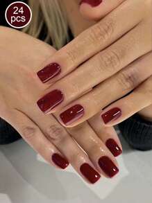 32Pcs Long Square/30Pcs Long Almond Shaped/24Pcs Medium Long Coffin Shaped/24Pcs Medium Long Oval/23Pcs Short Almond Press-On Nails, Solid Color Classic Thick Acrylic Nails, Suitable For Girls & Women Daily Wear, Diy Manicure, Christmas, New Year, Includes 1Pc Nail File & 1Pc Double-Sided Tape Nail Supplies Nails