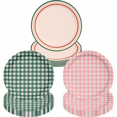 10/20/40 chiếc, Đĩa giấy Gingham Camp - 9" | Đồ trang trí tiệc độc thân, Cô dâu trại, Làm sáng bừng + Kết hôn, Tiệc sinh nhật Gingham, Đồ dùng cho tiệc chào đón em bé Glamping, Đĩa đựng bánh Cool