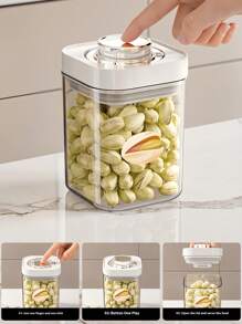 1pc Customized Airtight Sealed Storage Canister With Customized Pattern, Kitchen Food Moisture-Proof Container For Nuts, Grains And Snacks, Food Identification Canister, Holiday Gift
