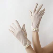 1pair Women's Sunblock Non Slip Uv Protection Half Finger Gloves For Driving And Summer Outdoor Activities