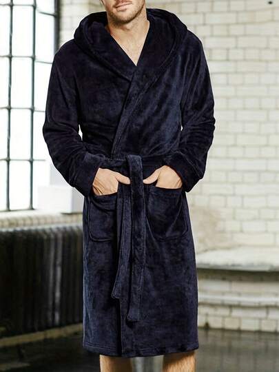 Mens Robe Plush Big And Tall - Long Fleece Spa Bath Robe With Pockets - Bathrobe Gift For Men And Teens, Men's Velvet Long Sleeve Long Gown Bathrobe Robe Winter Home Leisure Warm Pajamas
